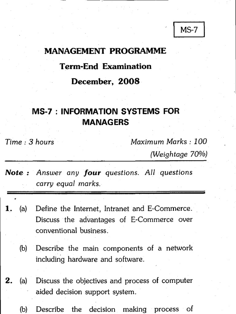 Information Systems for Managers Exam Guide | PDF