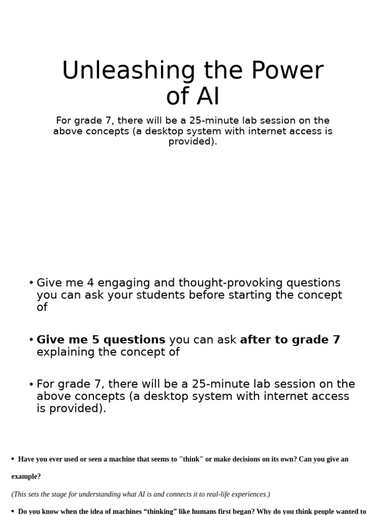 Engaging AI Concepts for Grade 7 Lab | PDF | Artificial Intelligence ...