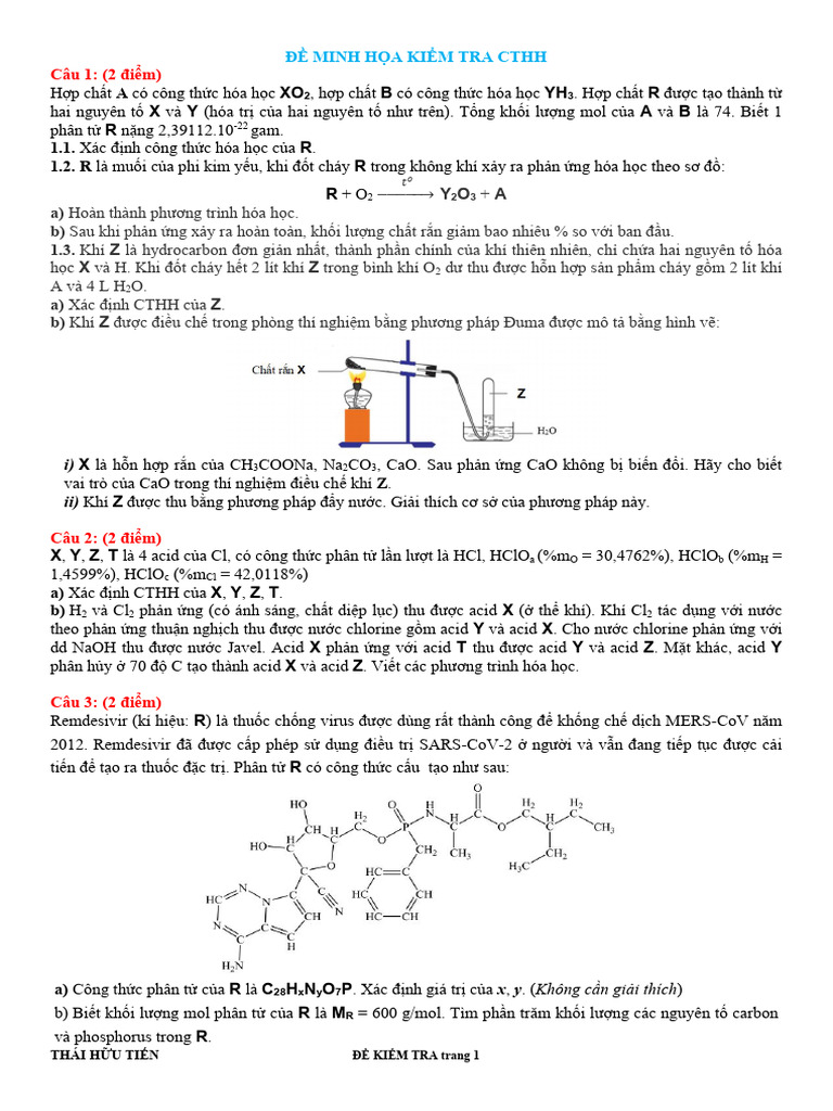 0.f.1. Đề Minh Họa Kiểm Tra Cthh | PDF