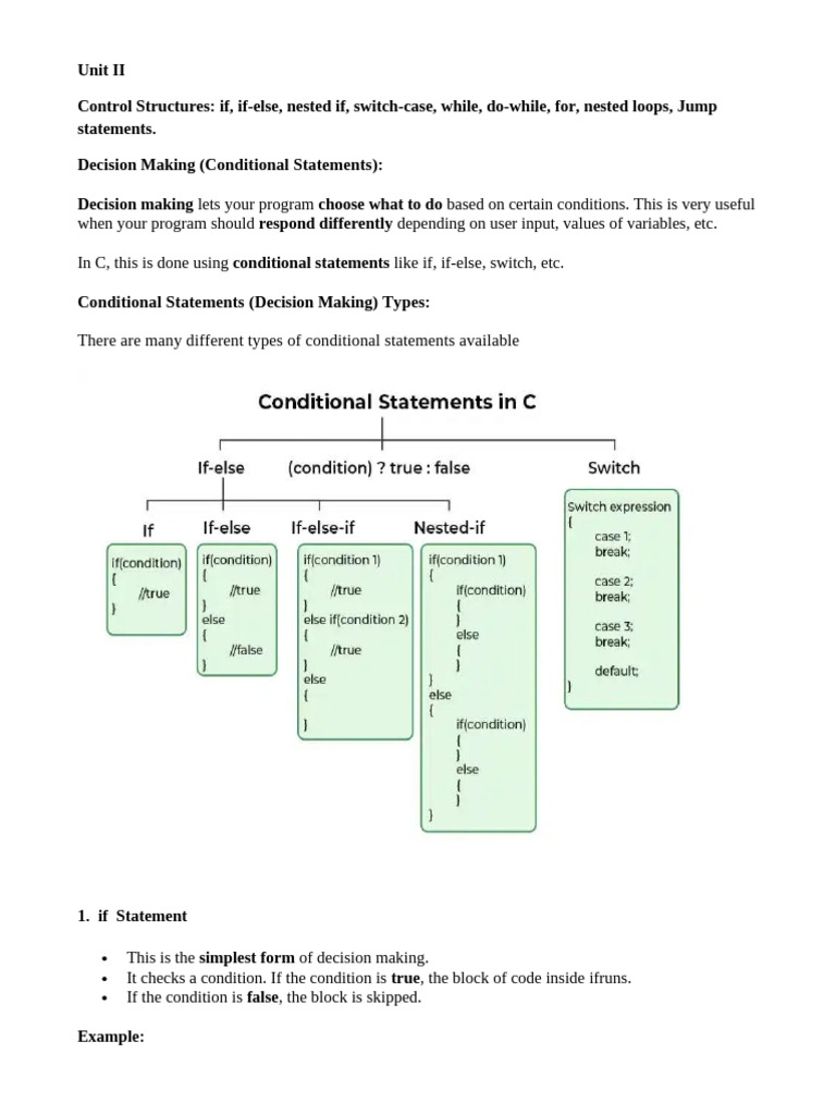 C Control Structures: Loops & Conditionals | PDF | Control Flow ...