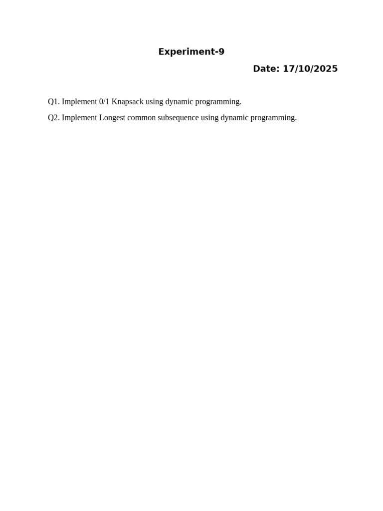Lab Experiment 9 | PDF