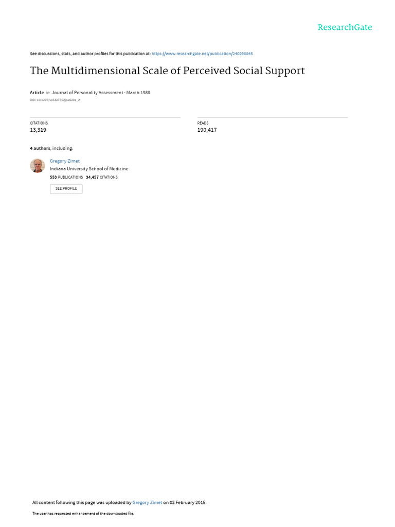 0533zimetetal MSPSS JPersonAssess1988r | PDF