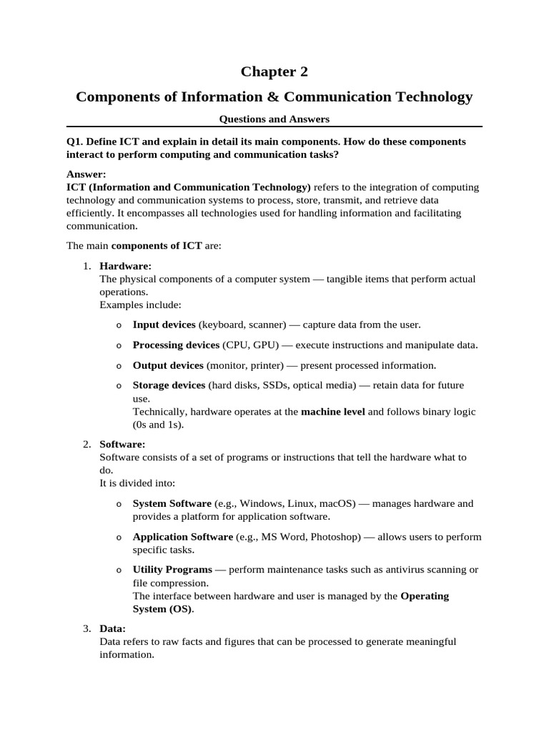 ICT Components: Hardware, Software, Data | PDF | Random Access Memory ...