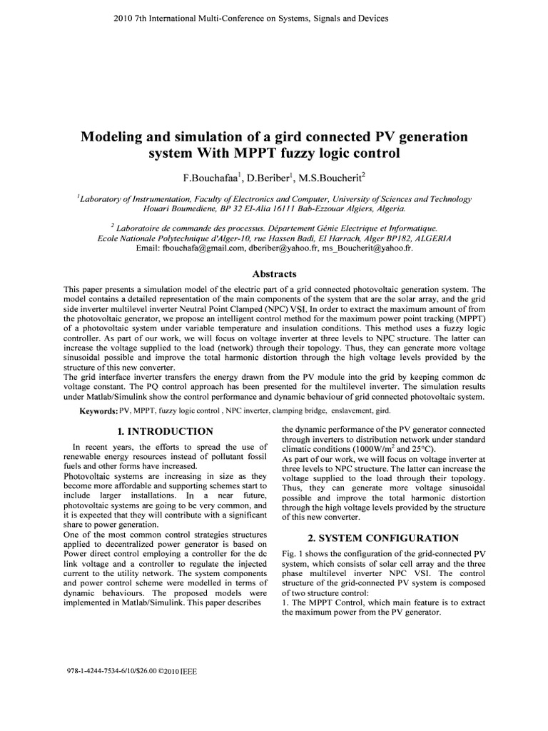 PV System Simulation with Fuzzy MPPT Control | PDF | Photovoltaics ...