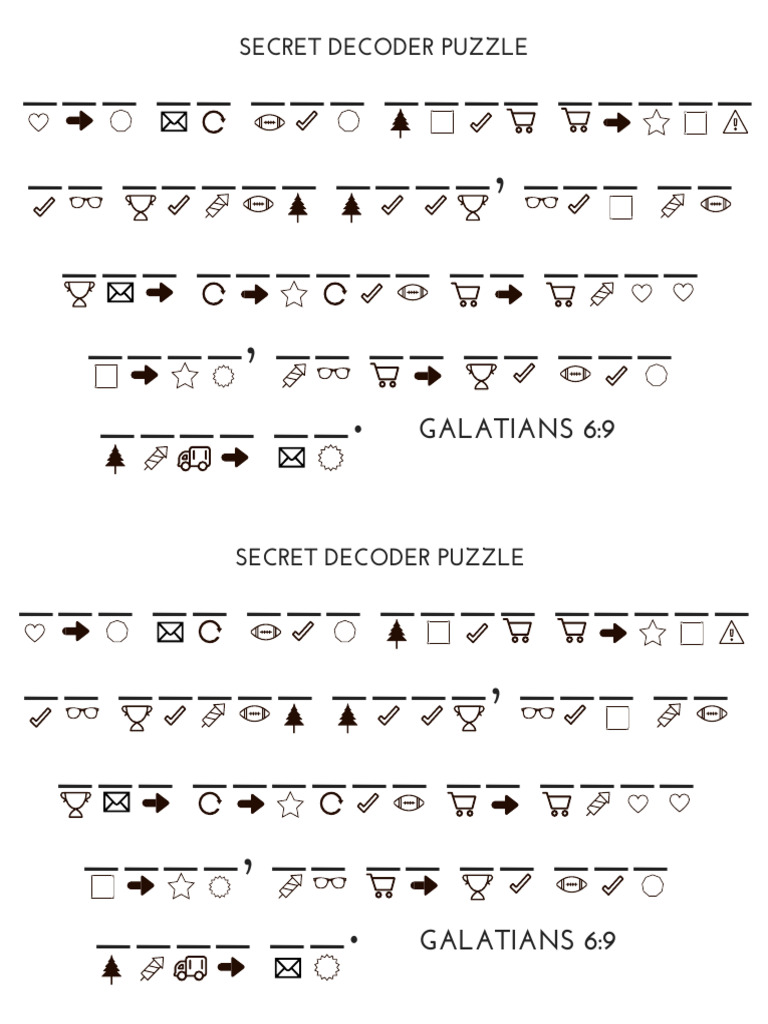 Secret Decoder Puzzle: Galatians 6:9 | PDF
