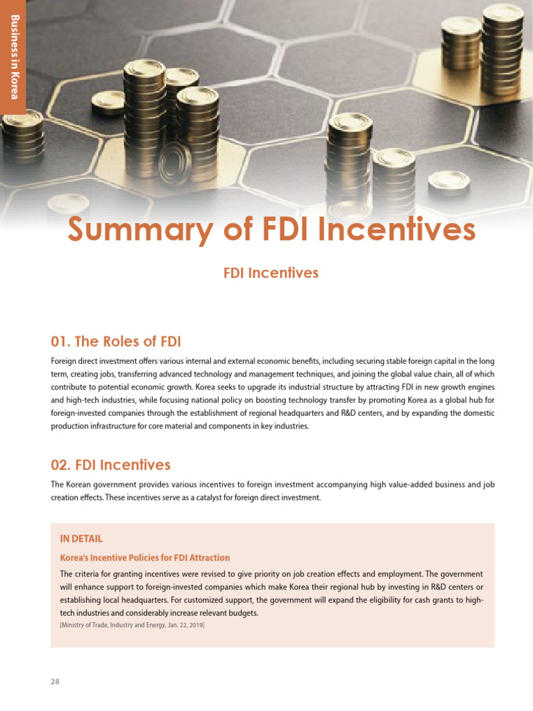Business - in - Korea Summary of FDI Incentives | PDF | Foreign Direct ...