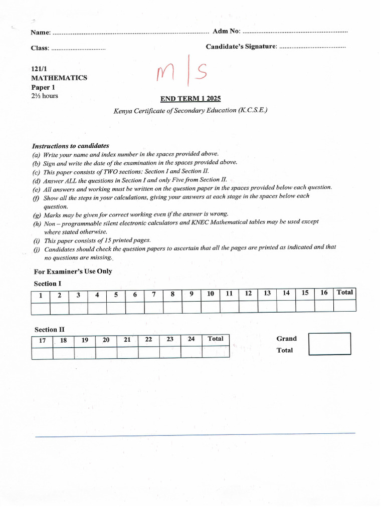 Maths P1 MS | PDF
