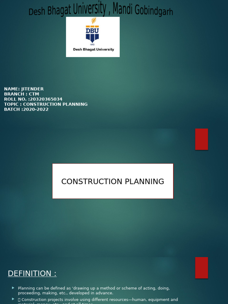 Construction Planning Essentials Guide | PDF | Business