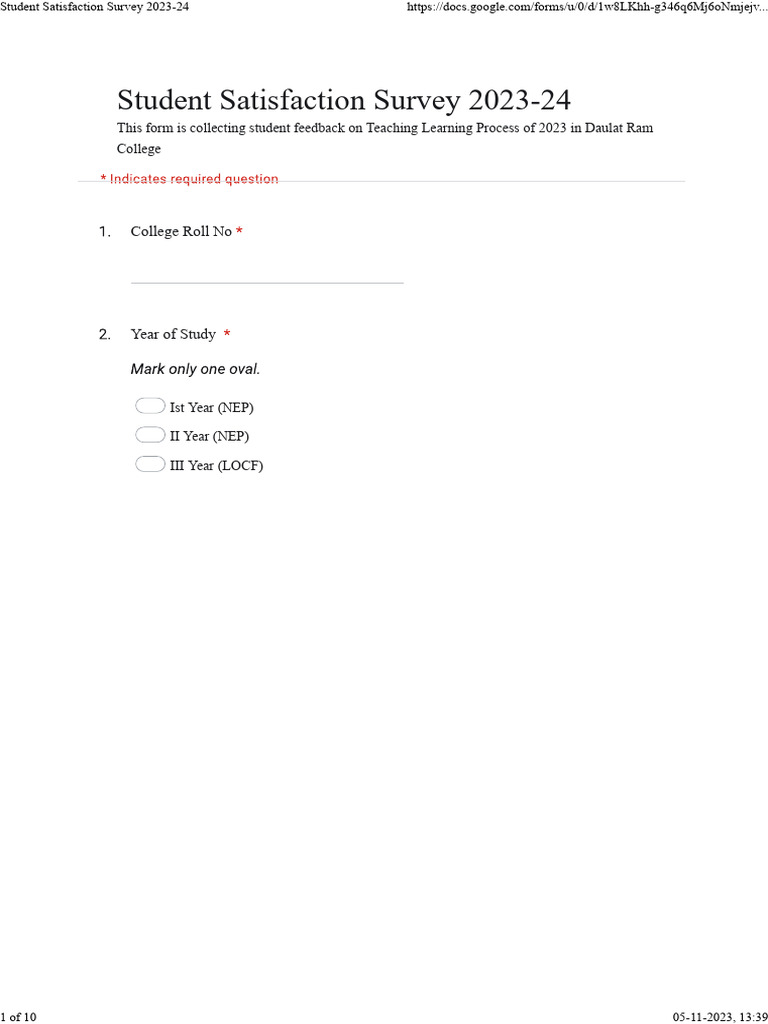 Student Satisfaction Survey 2023 | PDF | Teachers | Mentorship
