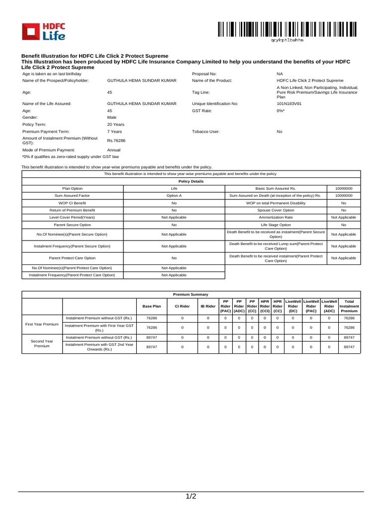 HDFC Life Click 2 Protect Supreme Benefits | PDF | Insurance | Life ...