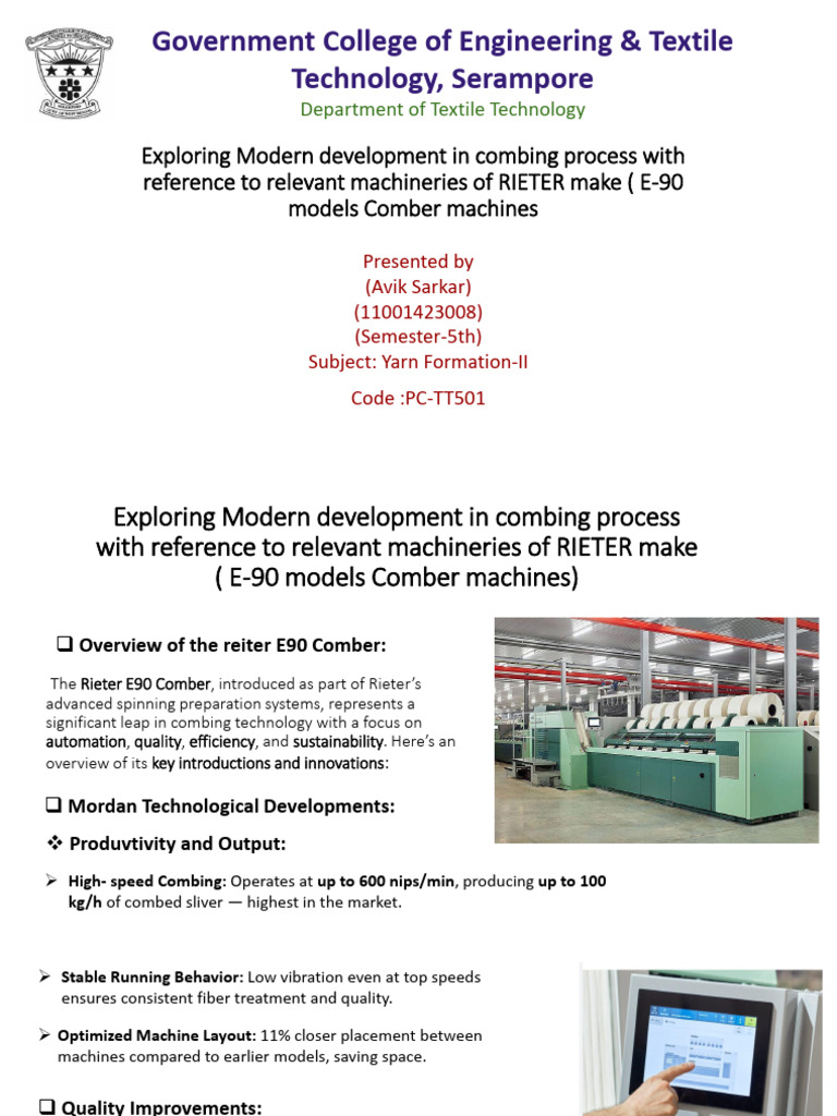 Rieter E-90 Comber: Innovations in Combing | PDF | Automation | Transport
