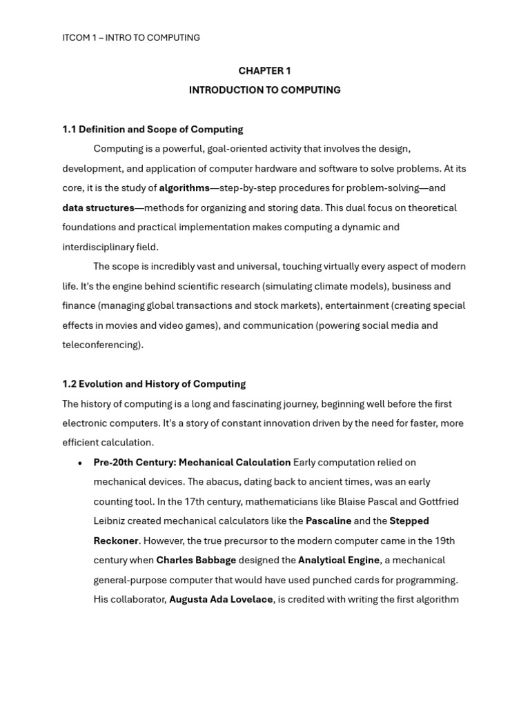 Chapter 1 Intro To Computing | PDF | Computing | Artificial Intelligence