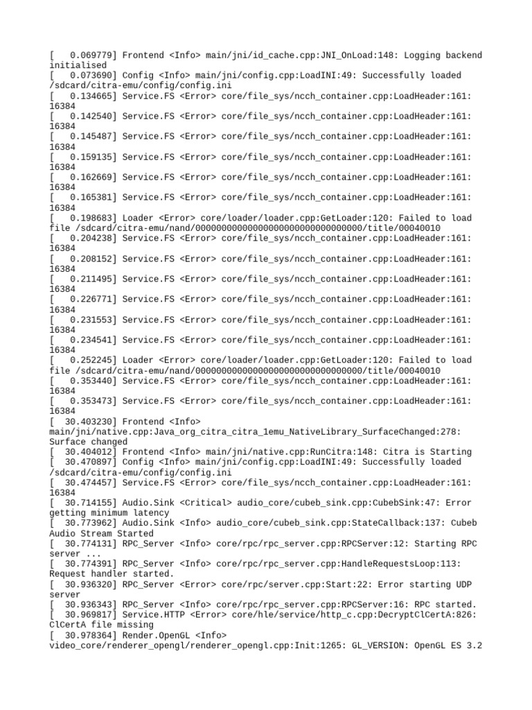 Citra Emulator Log Analysis | PDF | Computer Architecture | Computing