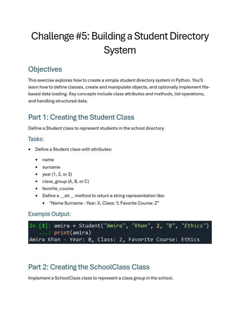 Student Directory Challenge | PDF