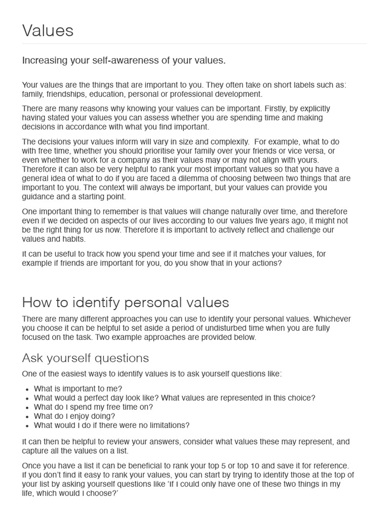 Reading 1 - Values - Reflection Toolkit - Reflection Toolkit | PDF ...