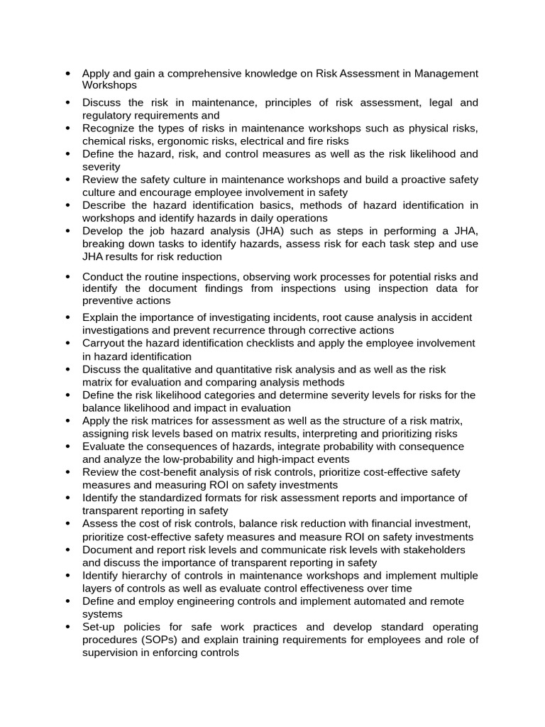 Risk Assessment in Maintenance Workshops | PDF | Risk | Risk Assessment