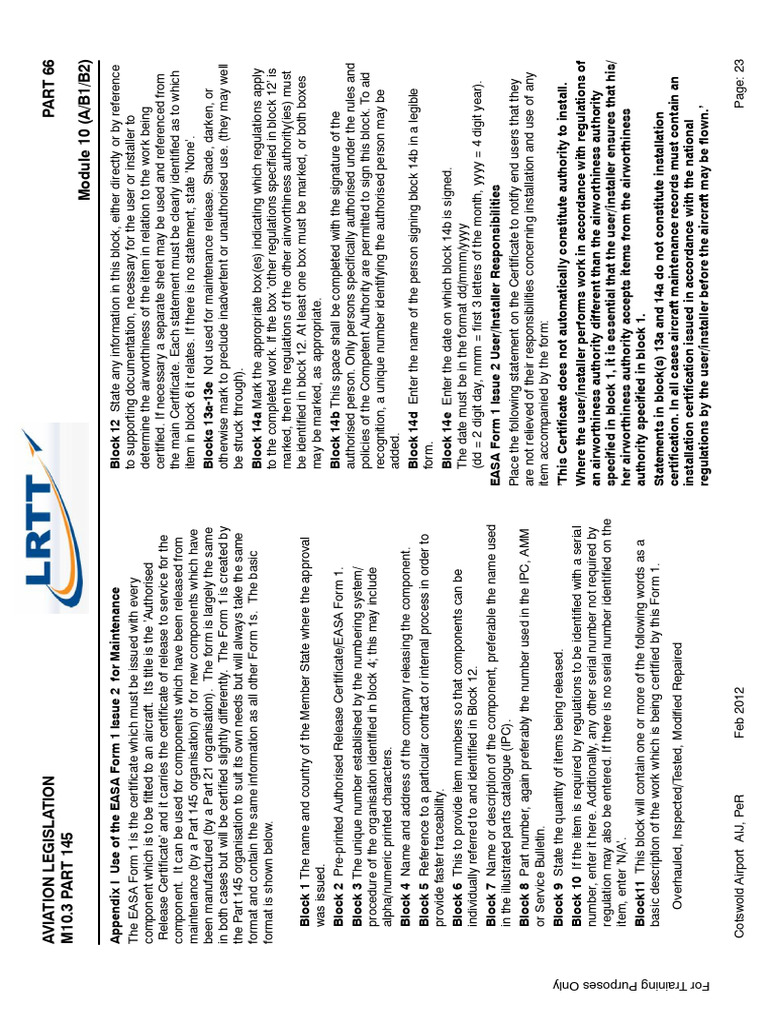 EASA Form 1 Maintenance Certificate Guide | PDF