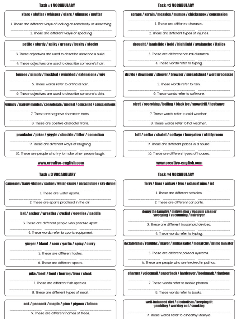 Vocabulary Lists for Diverse Topics | PDF
