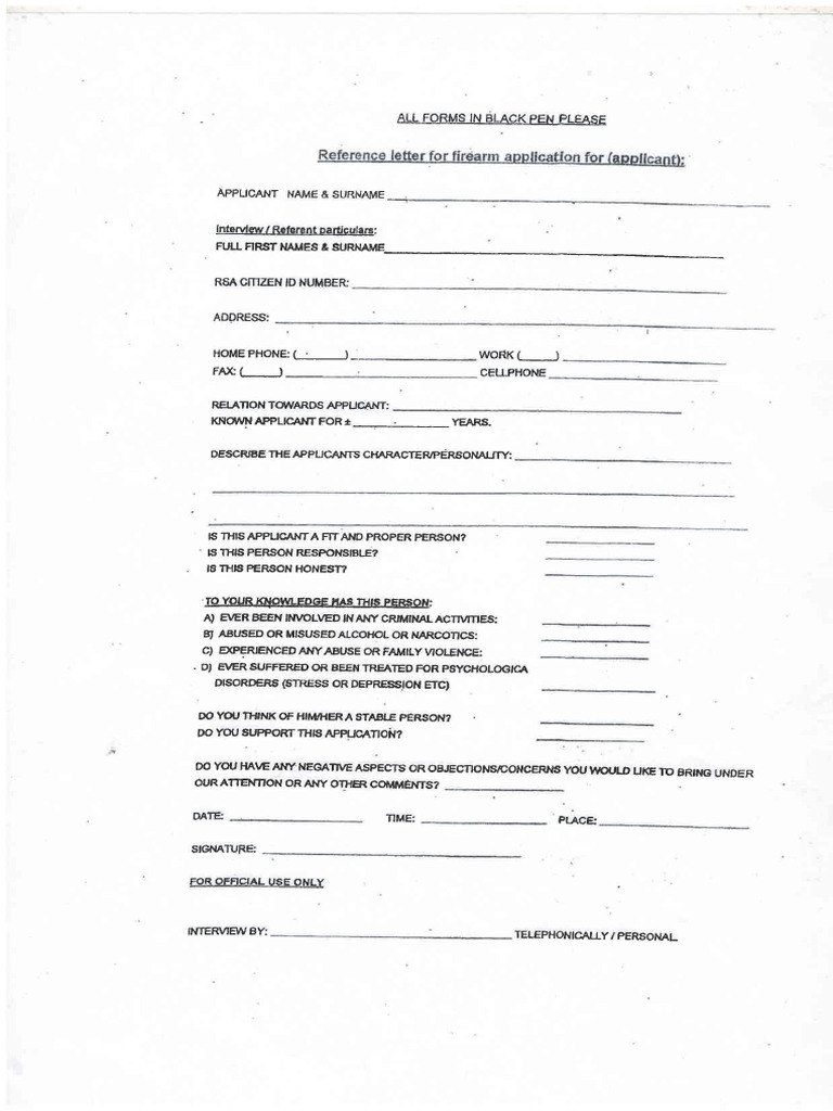 Applicant Character Reference Form | PDF