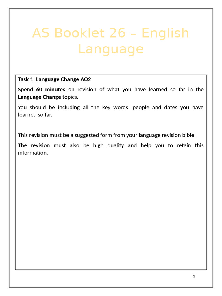 Language Change and Diversity Revision Guide | PDF | Essays | Paragraph