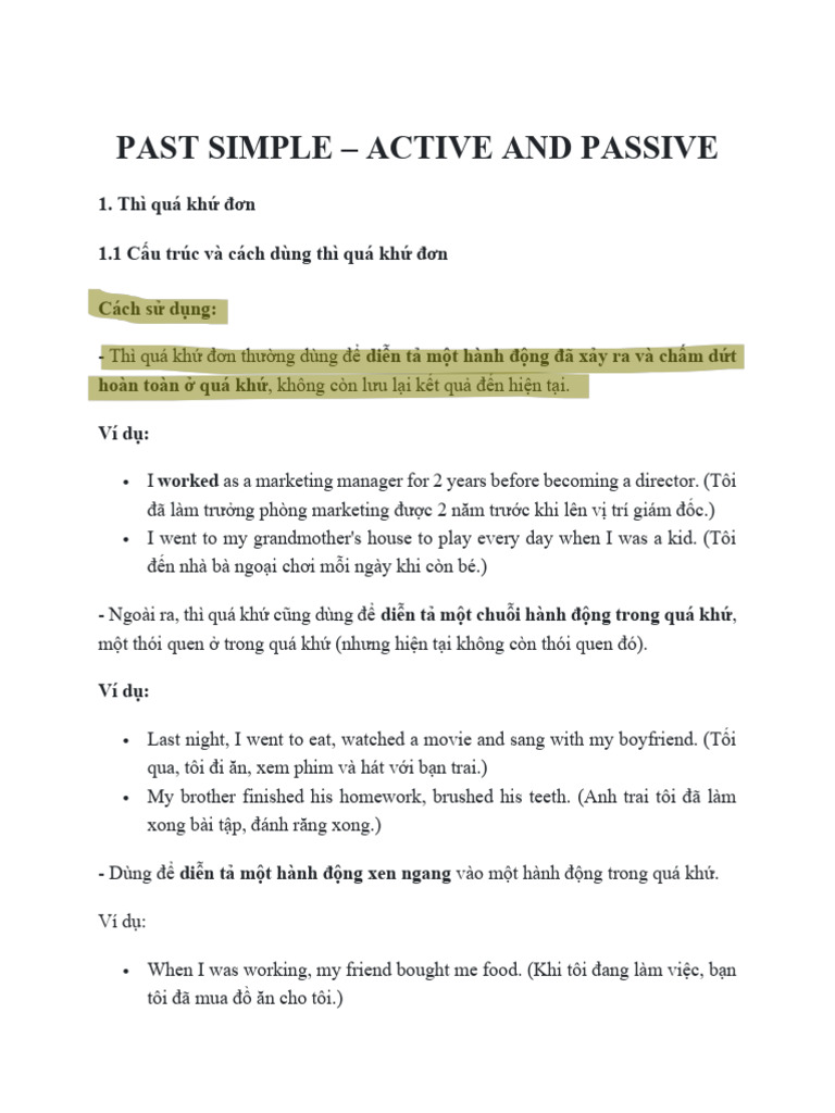 Past Simple - Active and Passive | PDF
