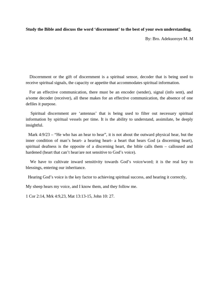Understanding Spiritual Discernment | PDF