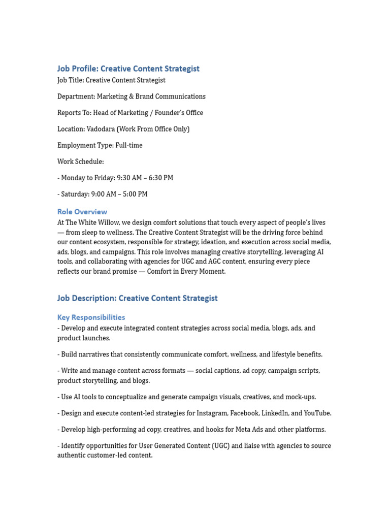 Creative Content Strategist TheWhiteWillow | PDF | Brand | Social Media
