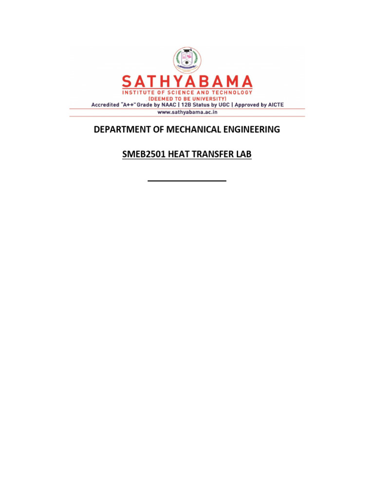 Smeb2501 Heat Transfer Lab Manual | PDF | Heat Exchanger | Thermal ...