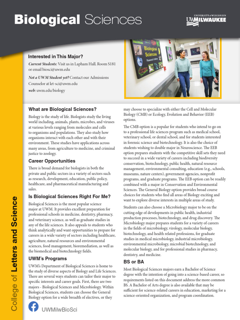 UWM Biological Sciences Overview | PDF | Microbiology | Biologist