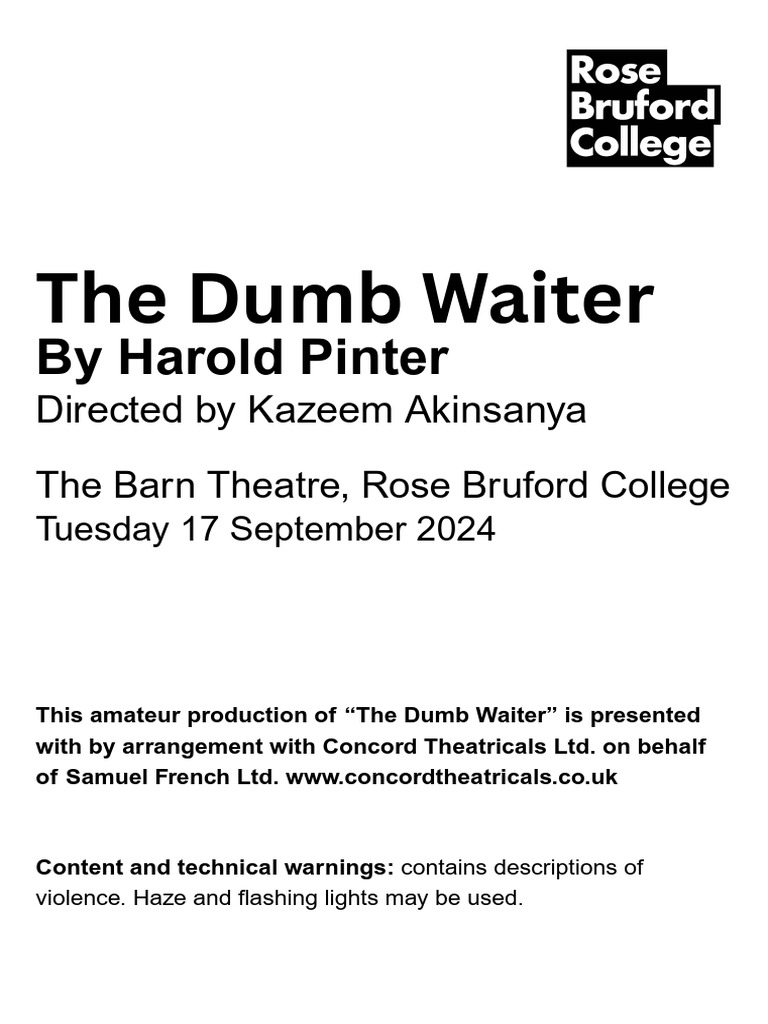 The Dumb Waiter FINAL | PDF