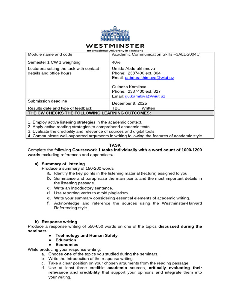 CW 1 Task Description | PDF | Vocabulary | Grammar