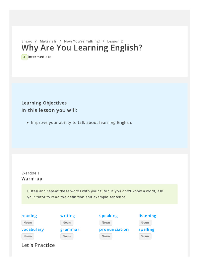 Why Learn English? Lesson 2 Guide | PDF | English Language | Adjective