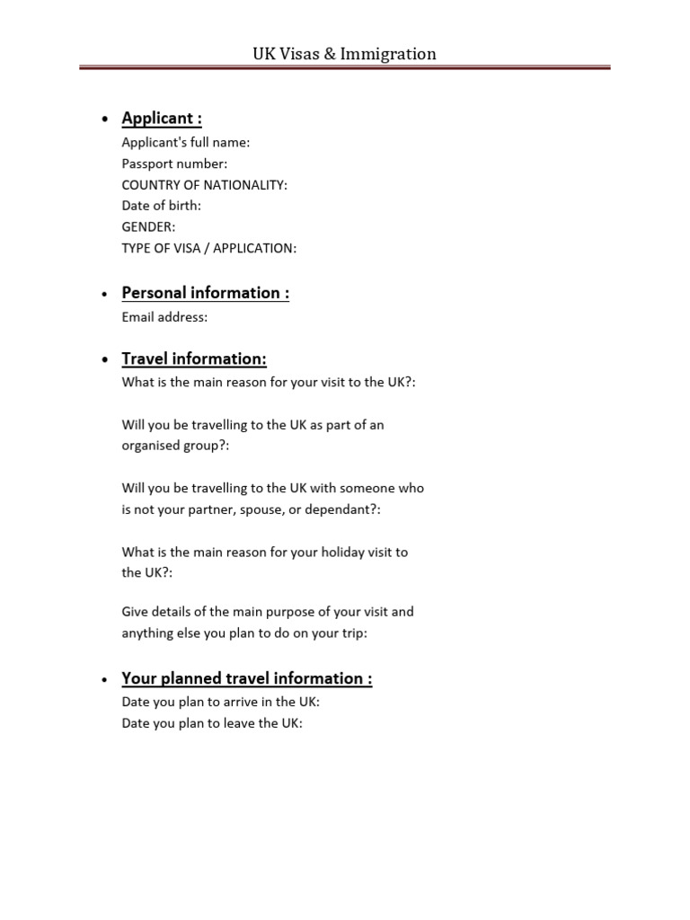UK Visa Application Form Details | PDF | Travel Visa | Nationality