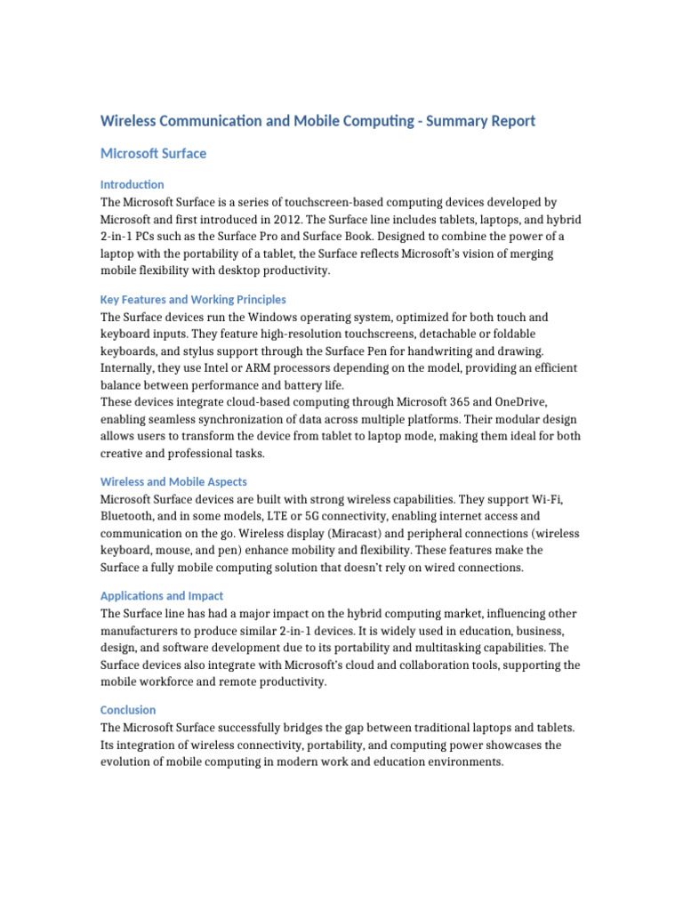 Wireless Communication and Mobile Computing Report | PDF | Tablet ...