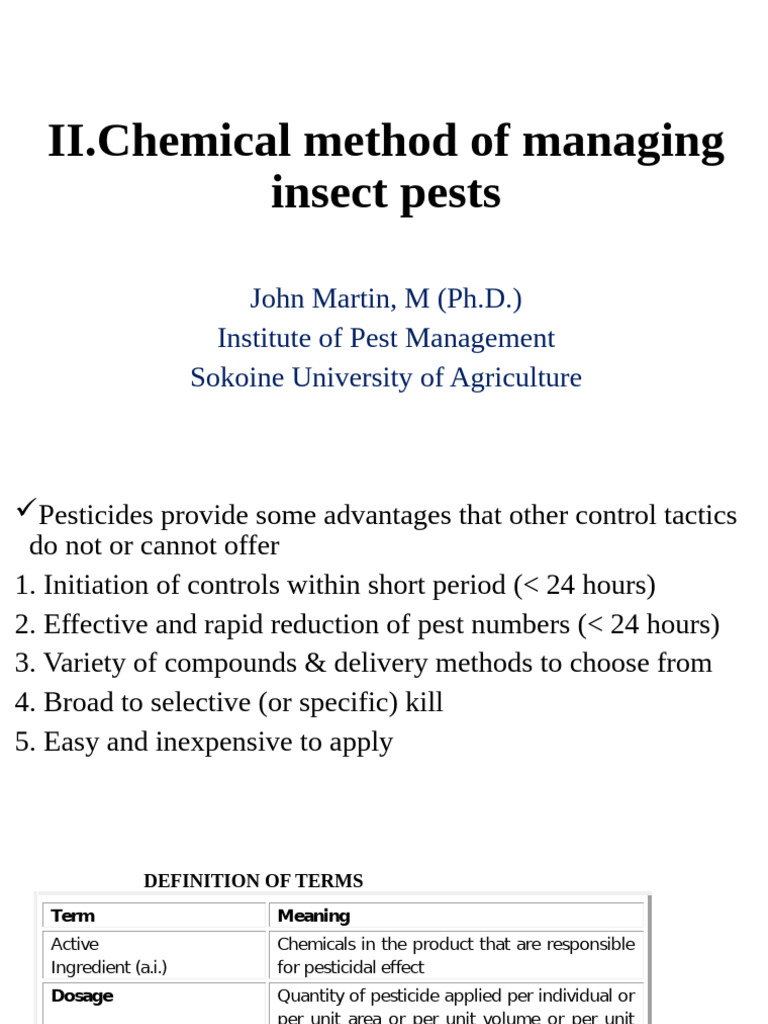 Chemical Insect Pest Management Methods | PDF | Agriculture | Pest ...