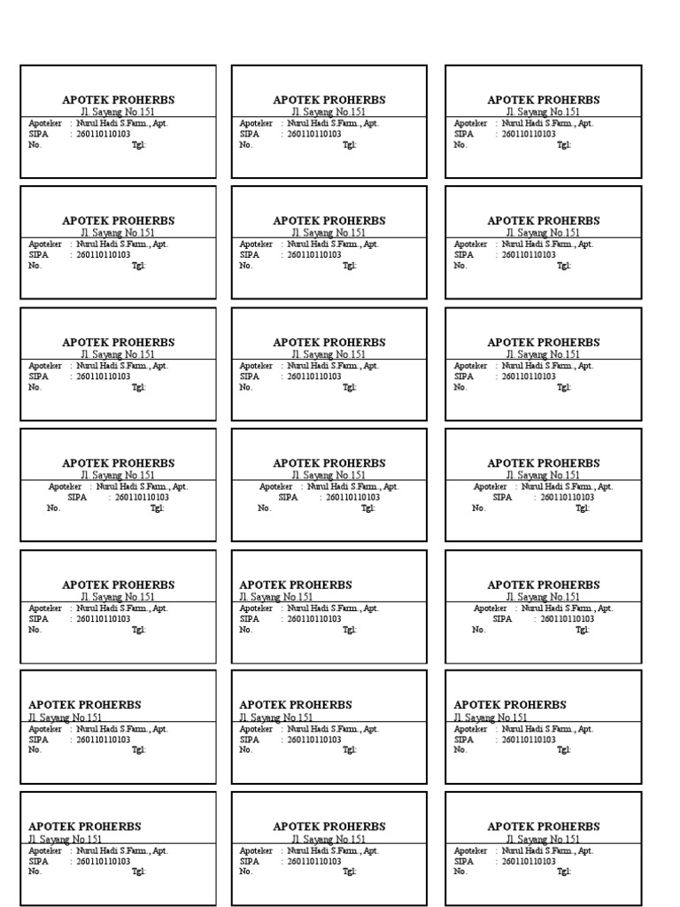 Etiket Obat Dalam Etiket Obat Dalam