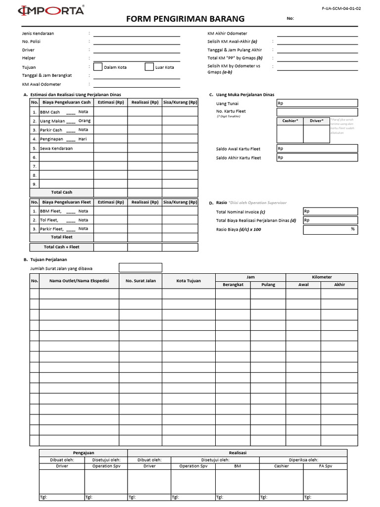 F IJA SCM 04-01-02 Form Pengiriman Barang | PDF