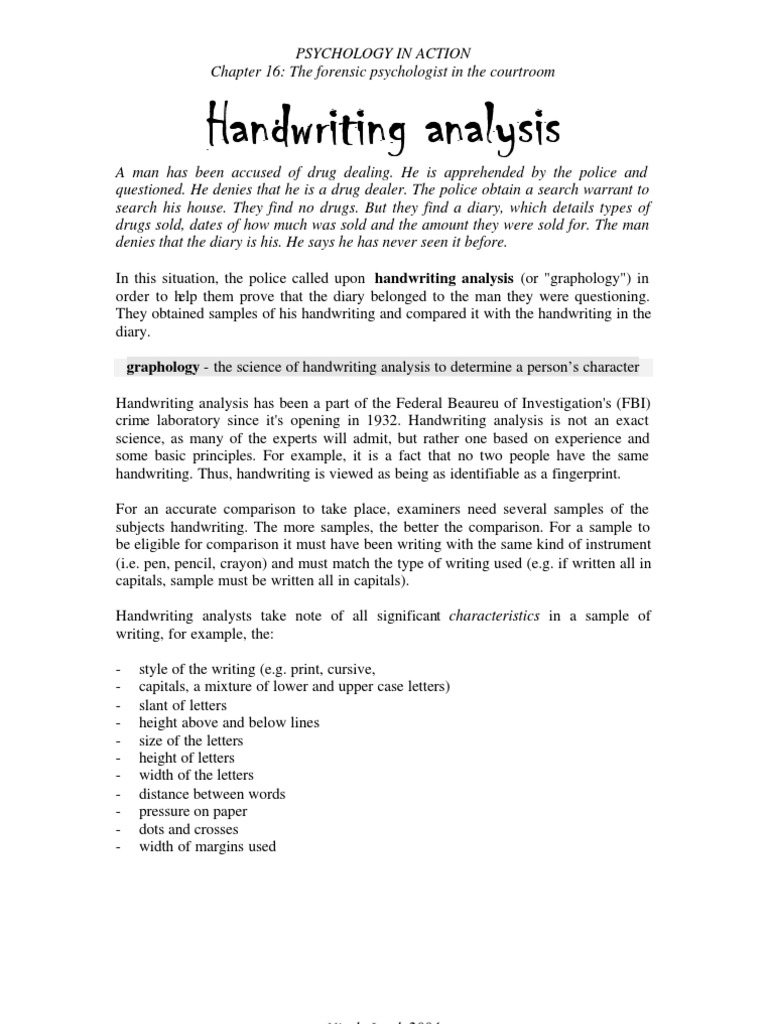 Forensic Psychology & Handwriting | PDF
