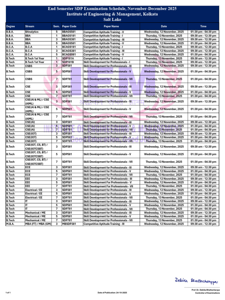November 2025 Exam Schedule | PDF | Career And Technical Education ...