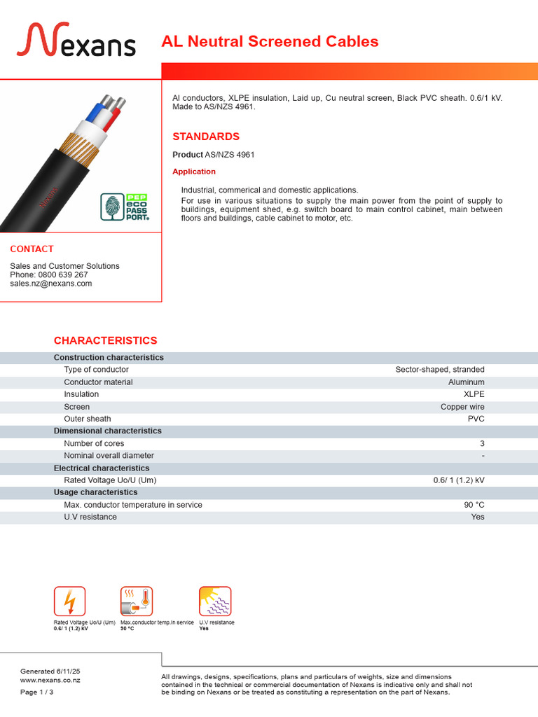 AL Neutral Screened Cables Overview | PDF | Electrical Conductor ...