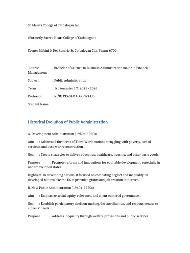 Historical Evolution of Public Administration | PDF | Governance ...