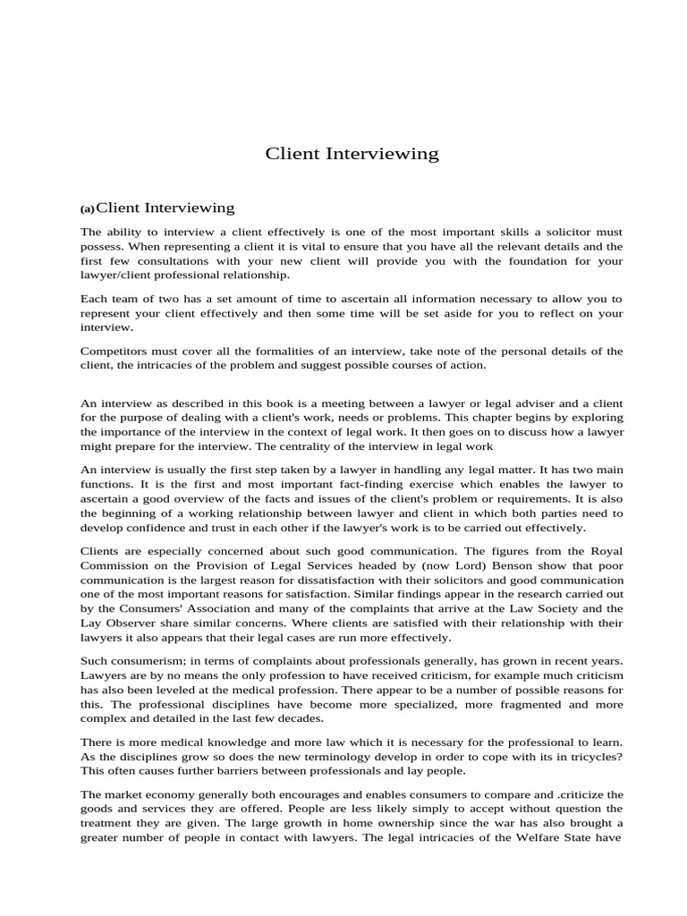 Effective Client Interviewing Techniques | PDF | Lawyer | Word