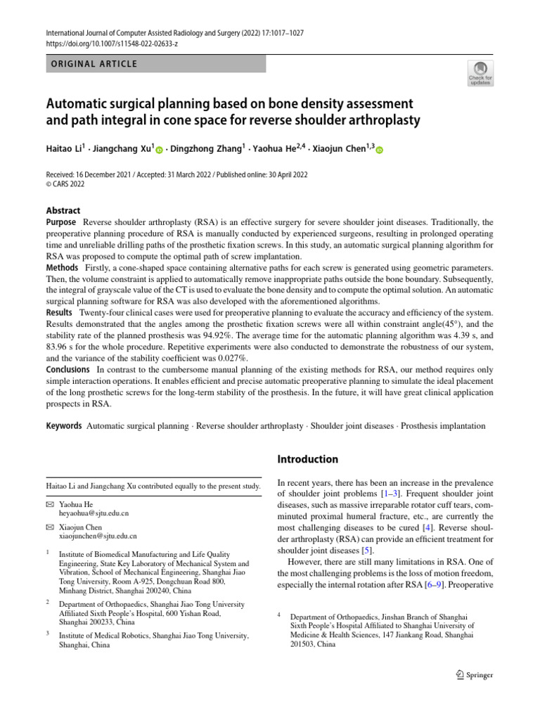 Automatic RSA Planning via Bone Density | PDF