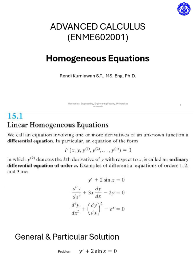 Lecture-5 Homogeneous Equations | PDF | Ordinary Differential Equation ...