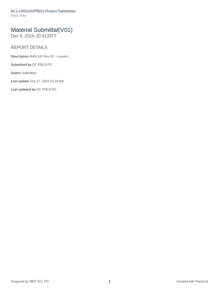 2024-12!09!13977 Material Submittal V01 DC MEP SCL PG | PDF