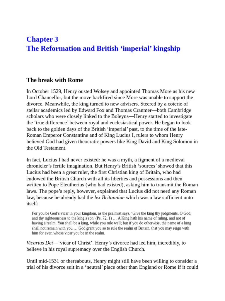 Henry VIII's Break with Rome | PDF