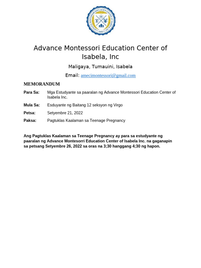 Memorandum Group 2 | PDF