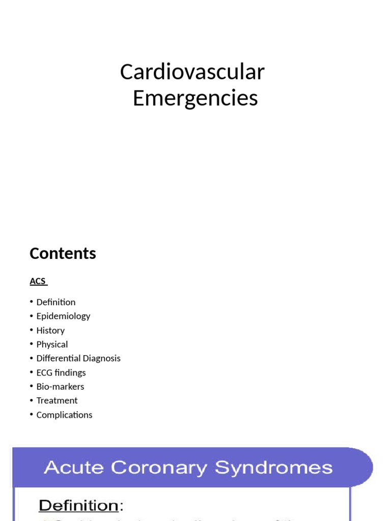 Cardiovascular Emergencies: ACS Guide | PDF