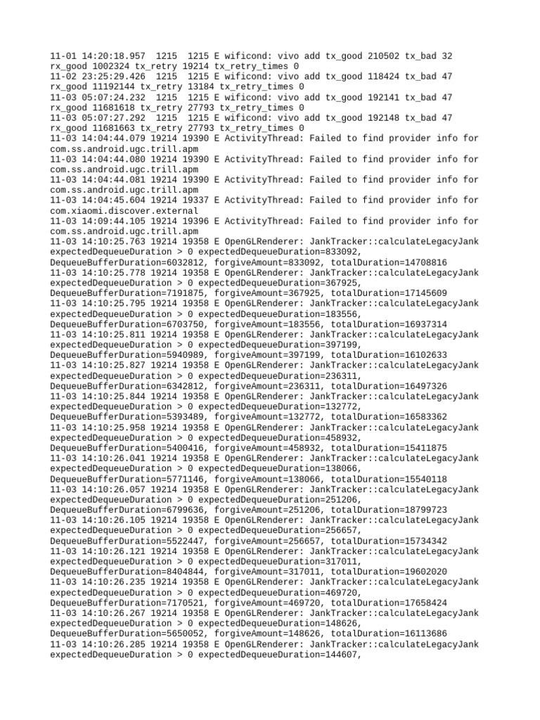 WiFi and OpenGL Performance Logs | PDF