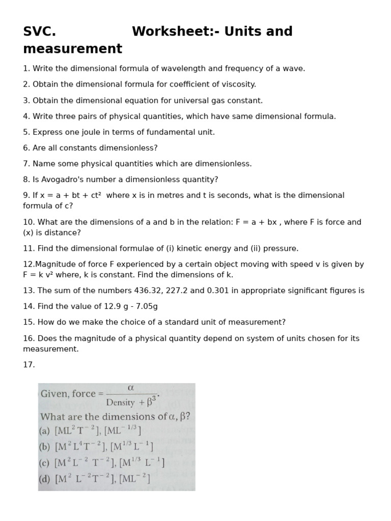 Dimensional Analysis and Measurement Concepts | PDF